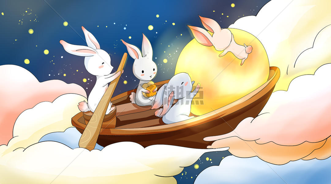 兔子赏月图片素材免费下载