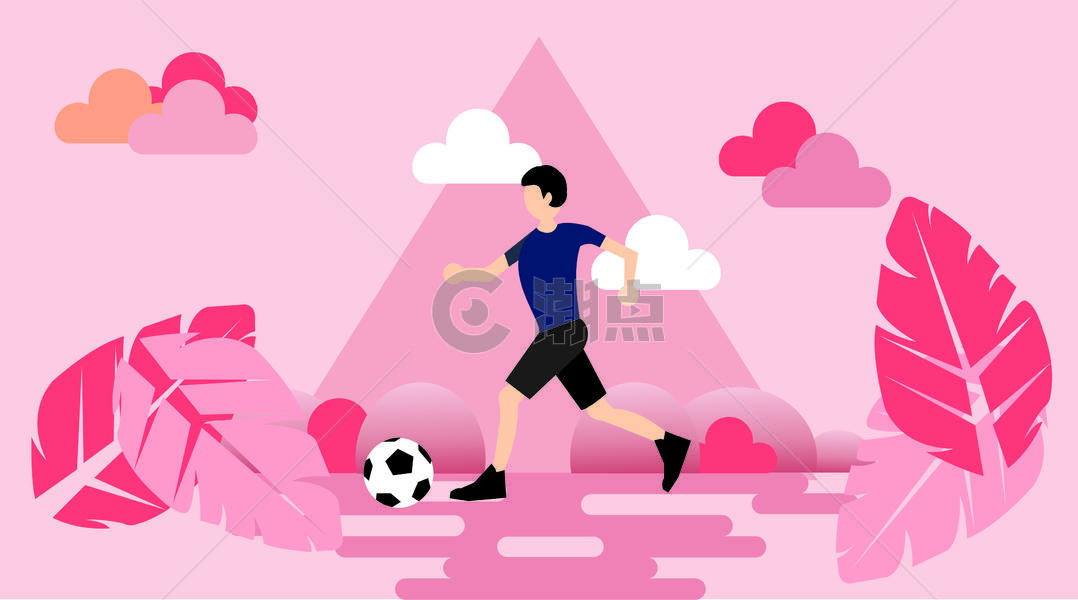 足球矢量扁平插画图片素材免费下载