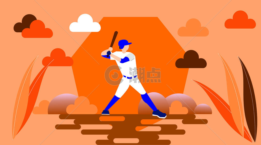 棒球扁平矢量插画图片素材免费下载