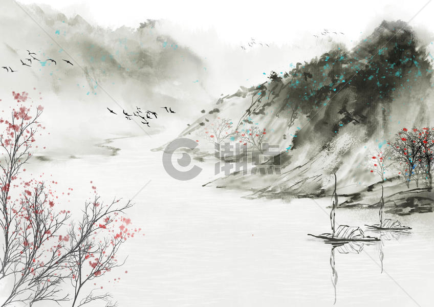 水墨中国风背景素材插画原画2339 1654图片素材免费下载 编号 潮点视频