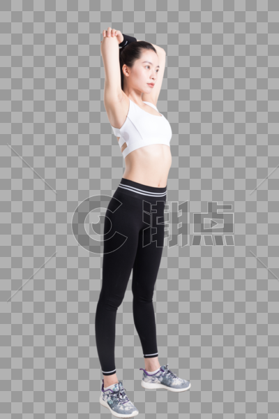 健身运动女性背部手臂拉伸动图片素材免费下载