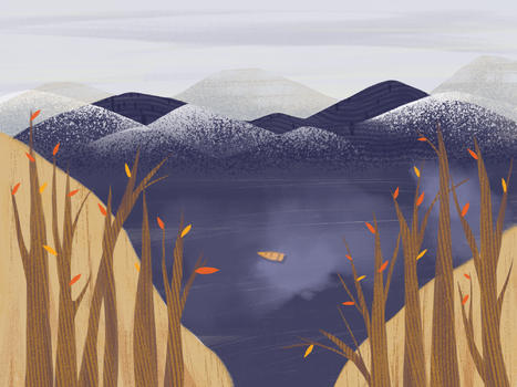 秋天手绘风景图片素材免费下载