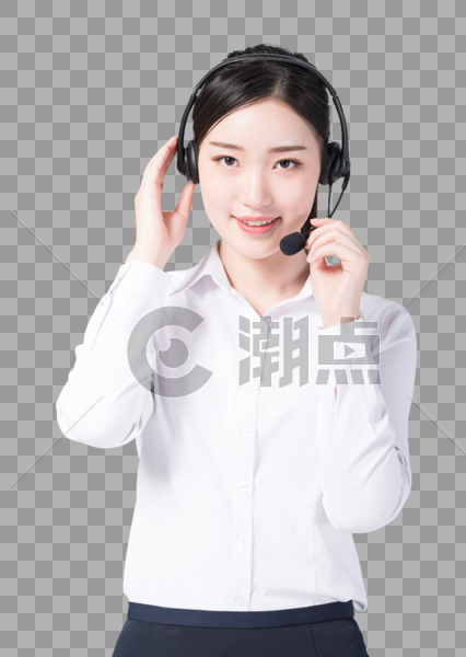 头戴耳机的女性客服形象图片素材免费下载