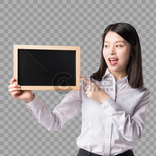 职场女性拿着小黑板展示动作图片素材免费下载