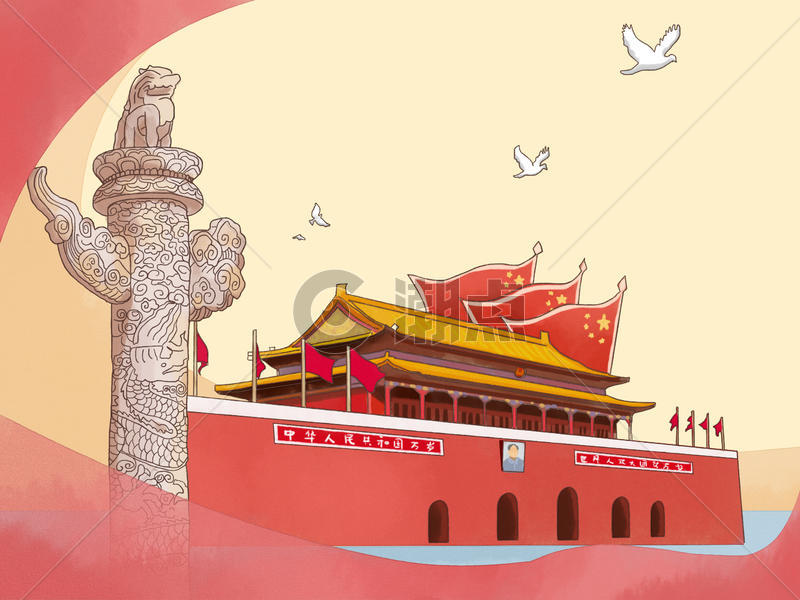 国庆节的天安门插画原画2667*2000图片素材免费下载-编号128607-潮点视频