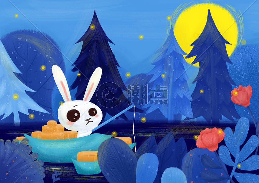 中秋节卡通兔子图片素材免费下载