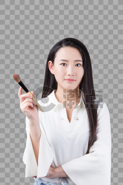 职业女性化妆师配粉刷形象照图片素材免费下载