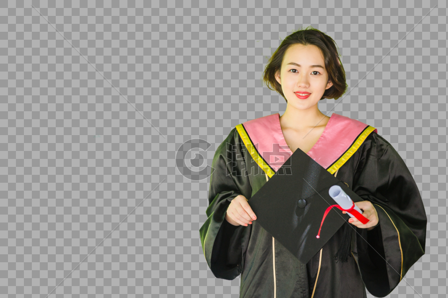 毕业校园树林穿学士服的女学生图片素材免费下载