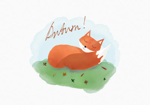 秋天睡觉的狐狸图片素材免费下载
