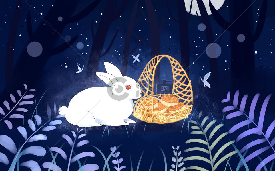 中秋兔子月饼图片素材免费下载