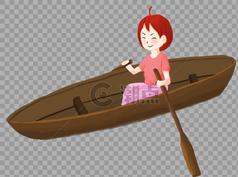 划船的小女孩图片素材免费下载