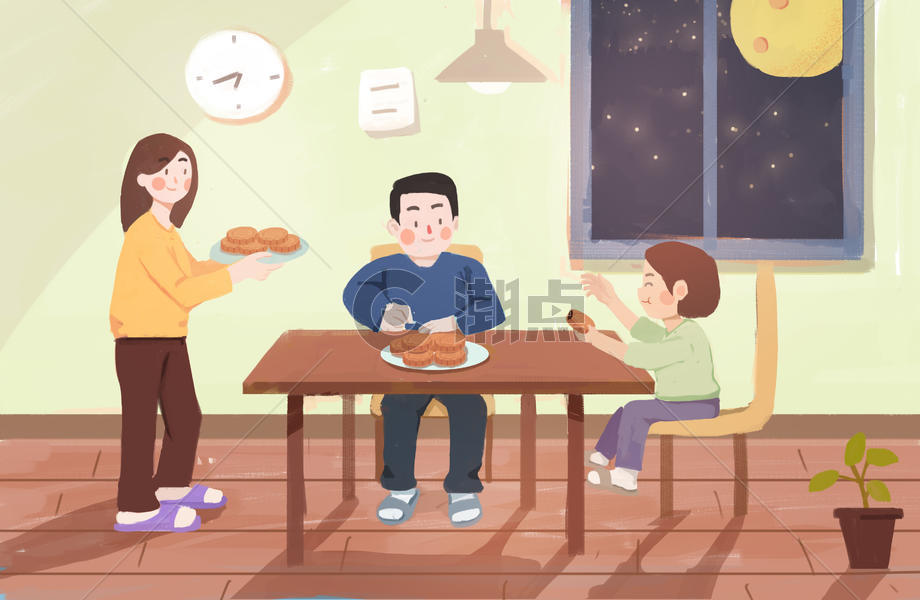 中秋节吃月饼图片素材免费下载