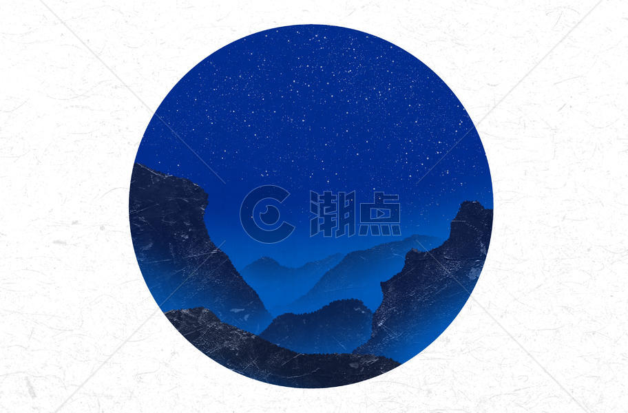 夜晚美景中国风水墨画图片素材免费下载