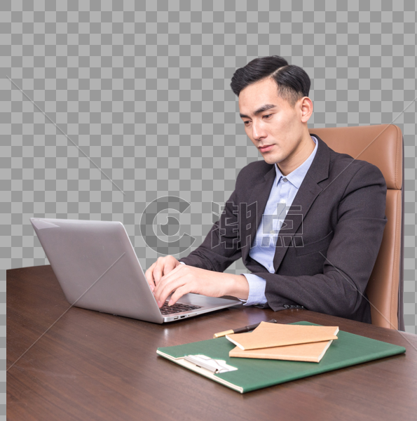 坐在办公桌前工作的商务人士图片素材免费下载