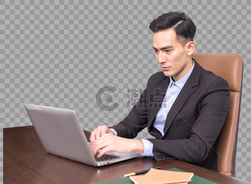 坐在办公桌前工作的商务人士图片素材免费下载