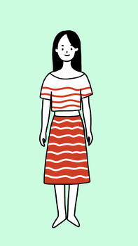 姑娘穿红色条纹裙子图片素材免费下载