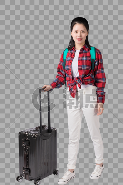 拉着行李箱的年轻女生图片素材免费下载