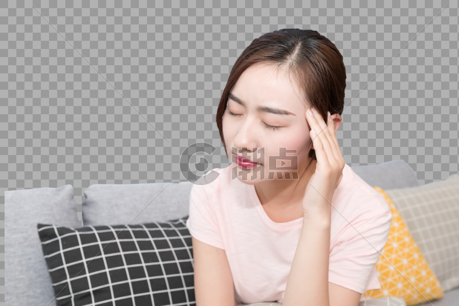 年轻女性头疼图片素材免费下载