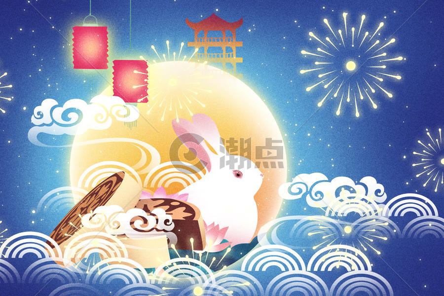 唯美中秋节插画图片素材免费下载
