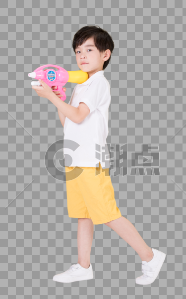 儿童小男孩手持玩具水枪图片素材免费下载