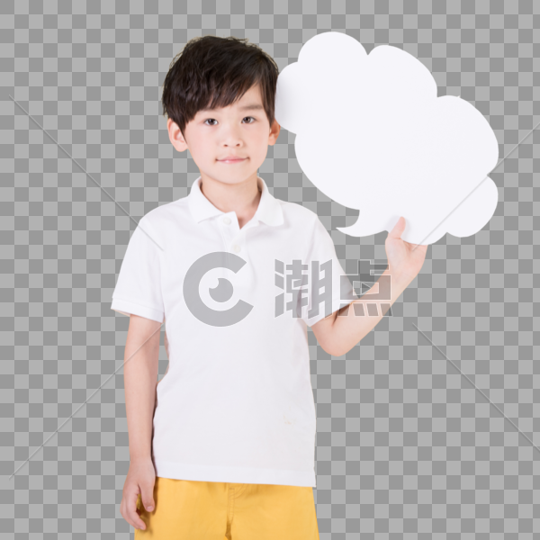 小男孩手持对话框儿童教育图片素材免费下载