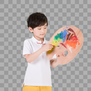 手持画板画画的小男孩儿童图片素材免费下载