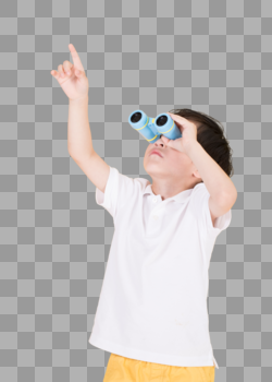 儿童小男孩手持望远镜玩耍图片素材免费下载
