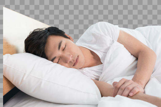 在床上熟睡的年轻男性图片素材免费下载