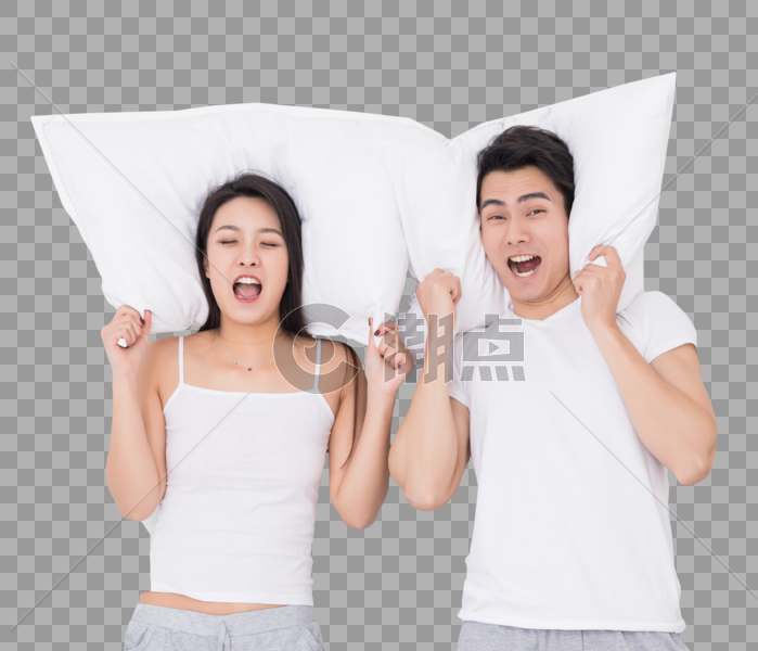 年轻夫妻枕着枕头图片素材免费下载