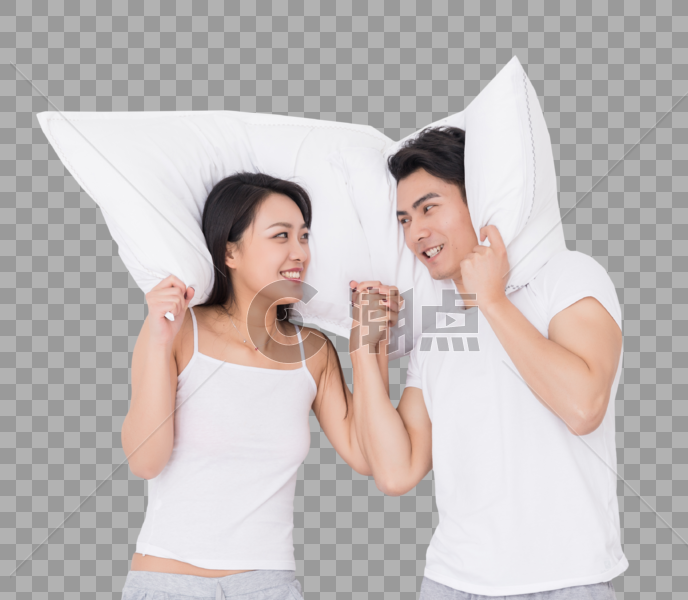 年轻夫妻枕着枕头图片素材免费下载