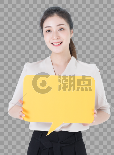 商务女性手持对话框图片素材免费下载
