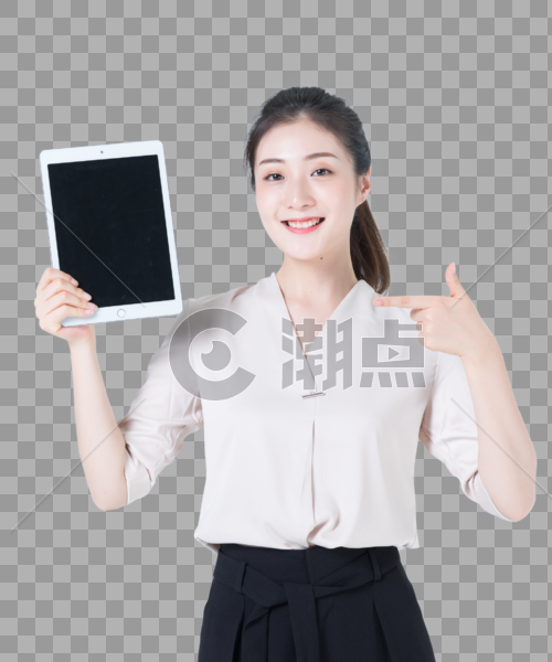 商务女性使用平板电脑展示图片素材免费下载