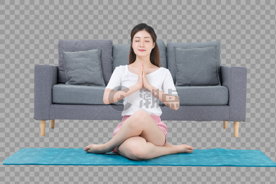 居家女性瑜伽健身图片素材免费下载