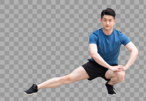 年轻男性户外运动热身压腿拉伸动作图片素材免费下载