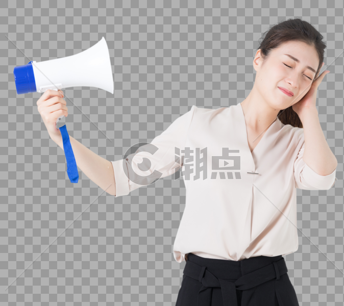 商务女性拒绝喇叭噪音图片素材免费下载