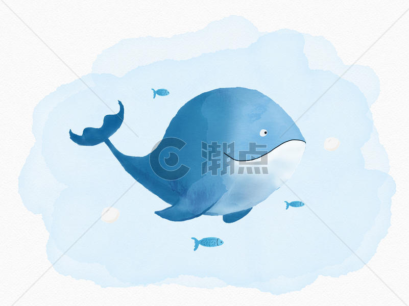 可爱的蓝色鲸鱼图片素材免费下载