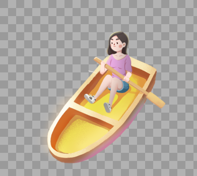 划船的小女孩图片素材免费下载
