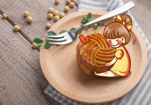 中秋传统美食月饼摆拍木板背景图片素材免费下载