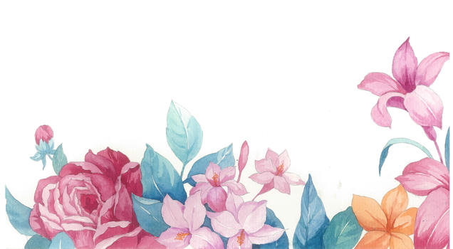 水彩百合玫瑰花底纹背景图片素材免费下载