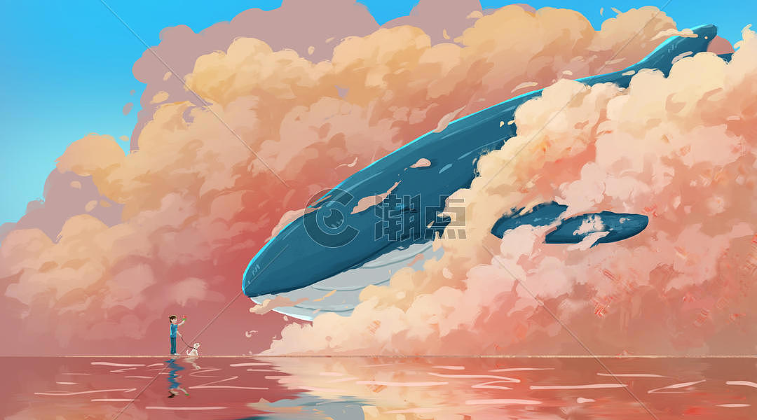 云层中的鲸鱼图片素材免费下载