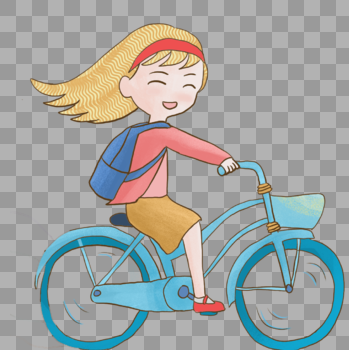 骑单车的小女孩图片素材免费下载