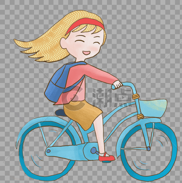 骑单车的小女孩图片素材免费下载
