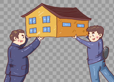 两男孩抬房子图片素材免费下载