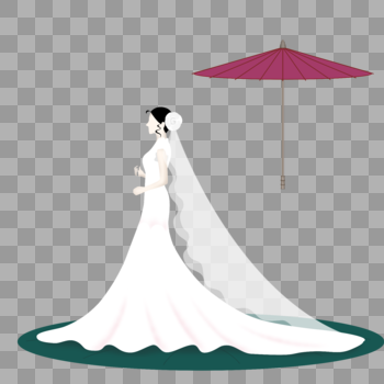 新娘撑伞元素图片素材免费下载