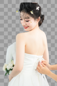 帮新娘调整婚纱礼服图片素材免费下载