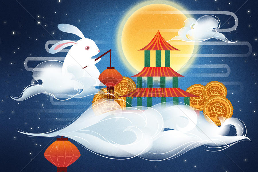 中秋节传统插画图片素材免费下载