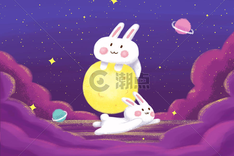 中秋节玉兔和月亮图片素材免费下载