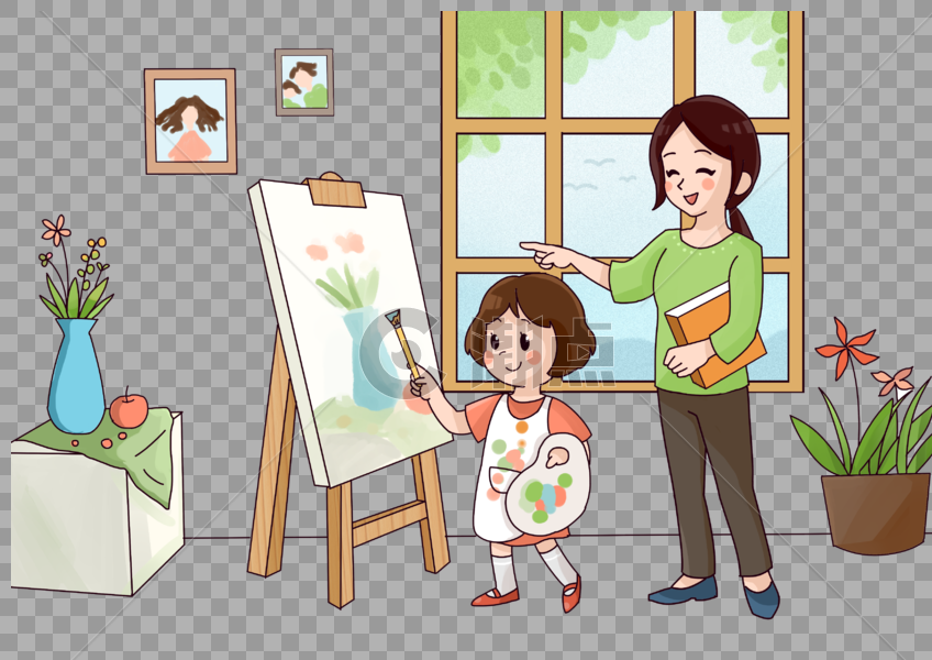 学习绘画的孩子图片素材免费下载