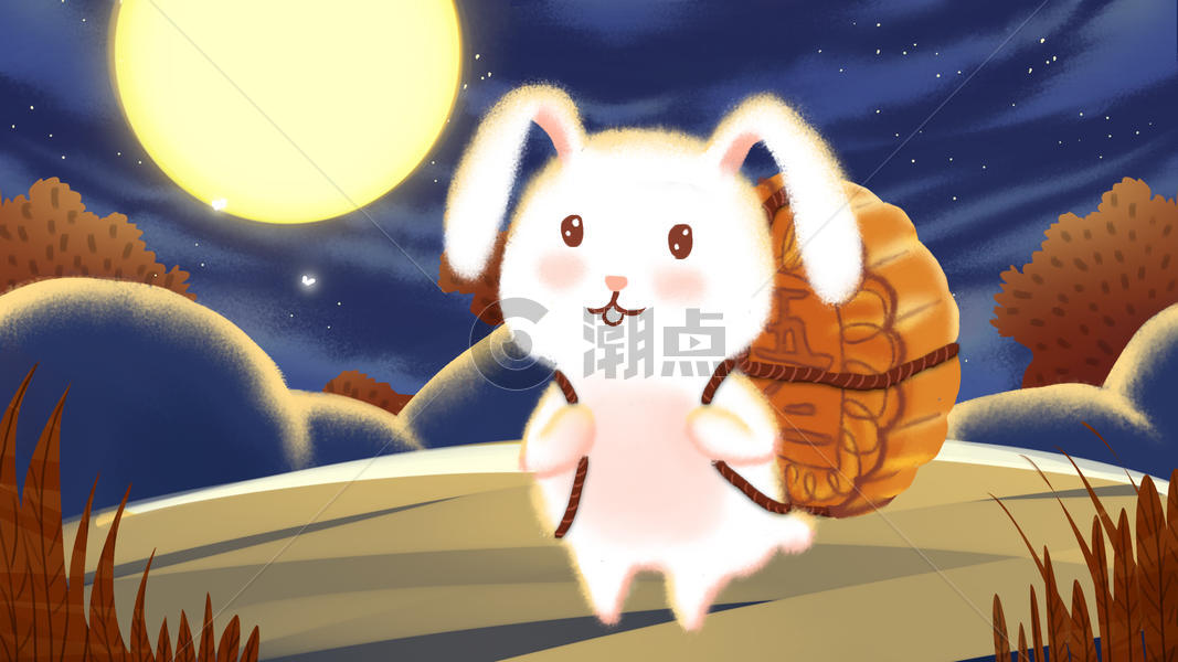 中秋节玉兔背月饼图片素材免费下载