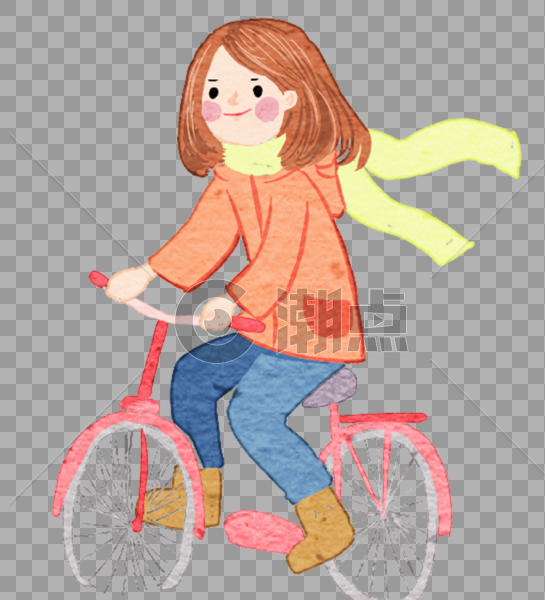 小女孩骑自行车图片素材免费下载